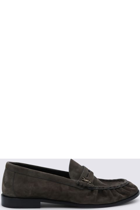 Saint Laurent Dark Brown Suede Loafers