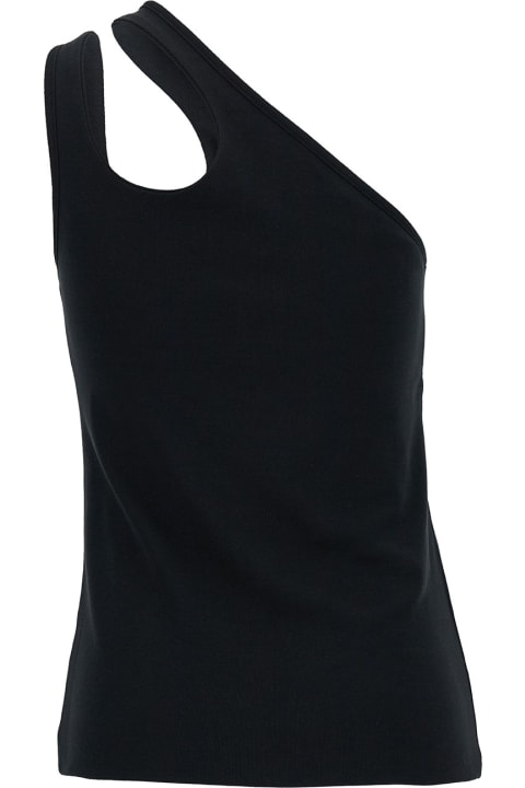 Federica Tosi Topwear for Women Federica Tosi Black One-shoulder Top With Cut-out In Ribbed Cotton Woman