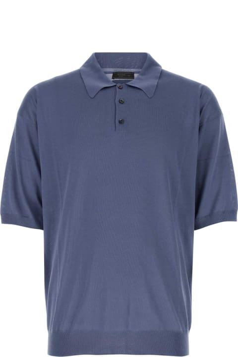 Prada for Men Prada Air Force Blue Silk Polo Shirt