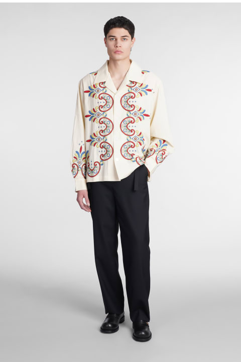 Embroidered Carnival Shirt In Beige Cotton