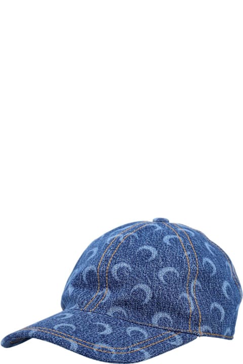 Marine Serre Hats for Women Marine Serre All-over Crescent Moon Printed Denim Baseball Cap