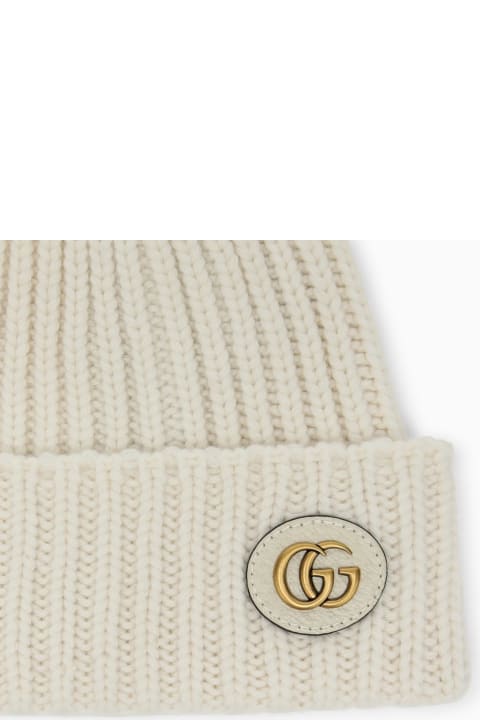 Fashion for Women Gucci Ivory Cashmere Cap With Logo