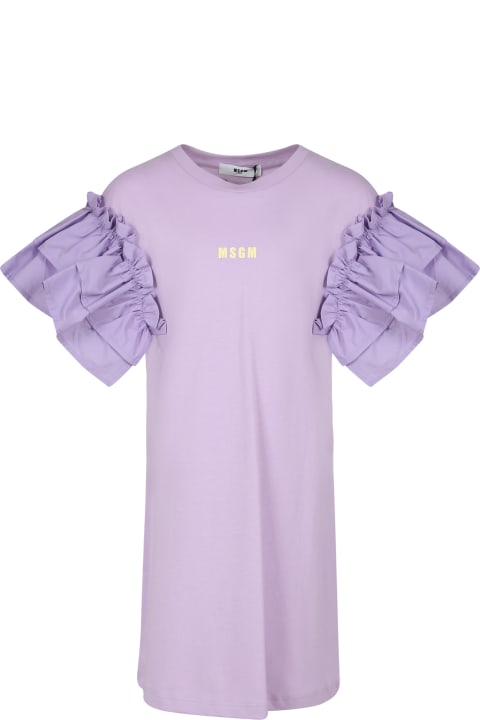Fashion for Kids MSGM Lilac Dress For Girl With Logo
