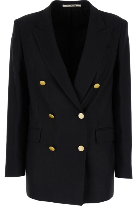 Tagliatore Coats & Jackets for Women Tagliatore Black Double-breasted Blazer With Gold-tone Buttons In Viscose Blend Woman