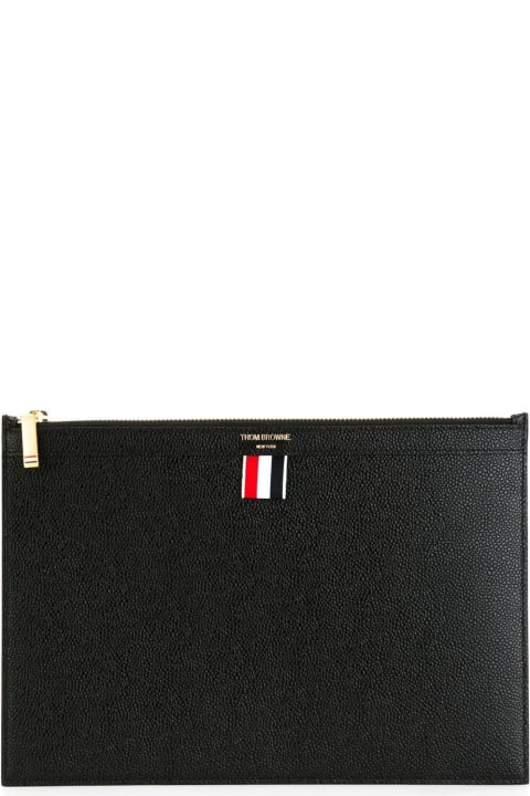 Wallets for Men Thom Browne Small Document Holder In Pebble Grain Leather
