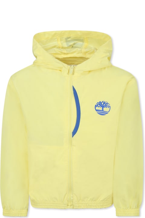 أدوات منزلية Timberland Yellow Windbreaker Jacket For Boy With Logo