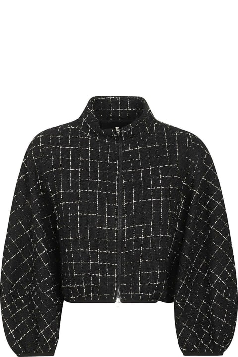 Herno Women Herno Grid-patterned Cropped Zipped Jacket