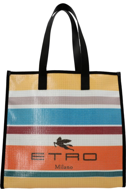 Etro Totes for Women Etro Striped Multicoloured Shopping Bag