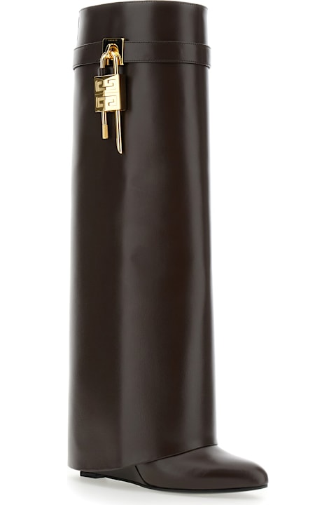 Givenchy Boots for Women Givenchy 'shark' Brown Boots With Padlock Detail And Slip-on Style In Leather Woman