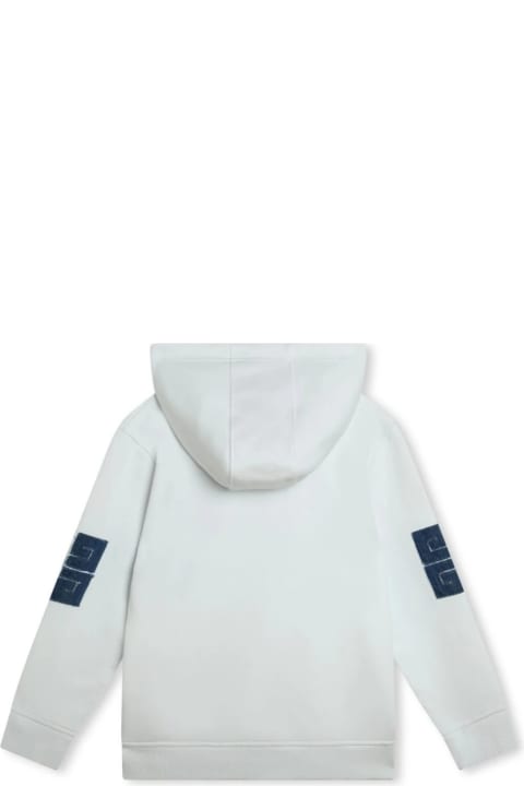 Givenchy for Kids Givenchy White Hoodie With Denim Givenchy 4g Logo