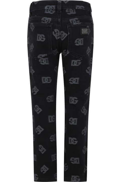 ガールズ ボトムス Dolce & Gabbana Black Trousers For Girl With Iconic Monogram