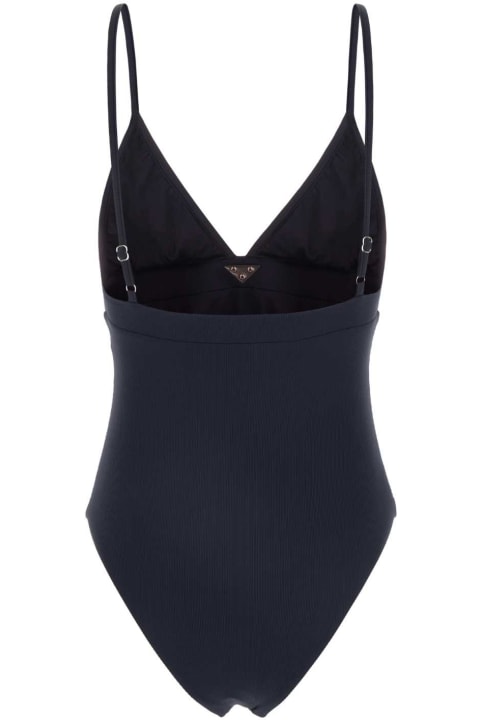 Swimwear for Women Prada Midnight Blue Stretch Nylon Swimsuit