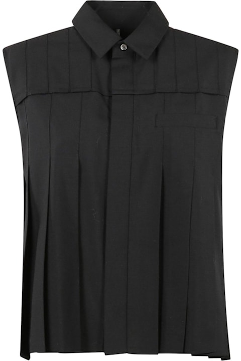 Sacai ملابس علوية لـ السيدات Sacai Pleated Sleeveless Poplin Shirt