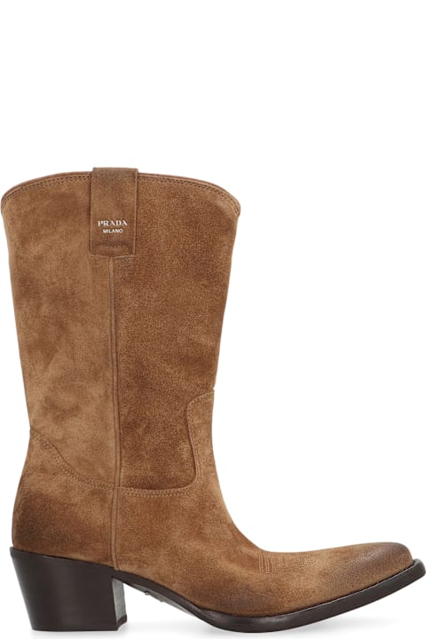 Prada Boots for Women Prada Suede Ankle Boots