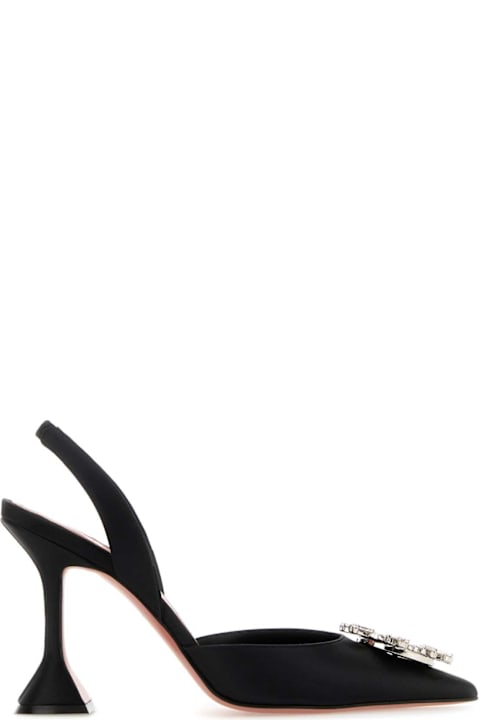 Amina Muaddi Black Satin Begum Pumps