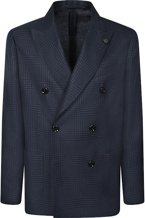 Homeware Lardini Double-breasted Blue Wool Jacket