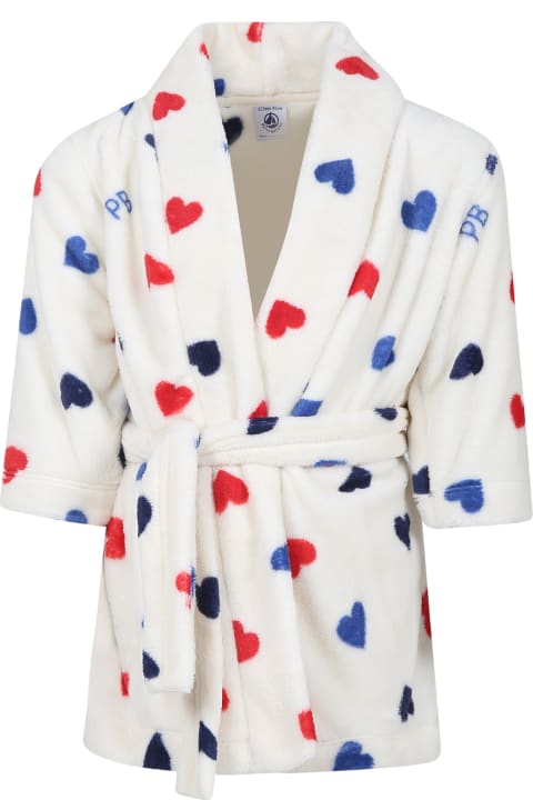Petit Bateau Dresses for Girls Petit Bateau Ivory Dressing Gown For Girl With Hearts