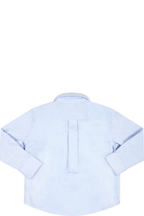 Shirts for Baby Boys Ralph Lauren Light Blue Shirt For Baby Boy With Pony Logo