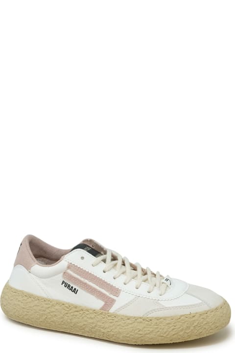 Puraai 1.01 Classic White And Pink Vegan Leather Sneakers