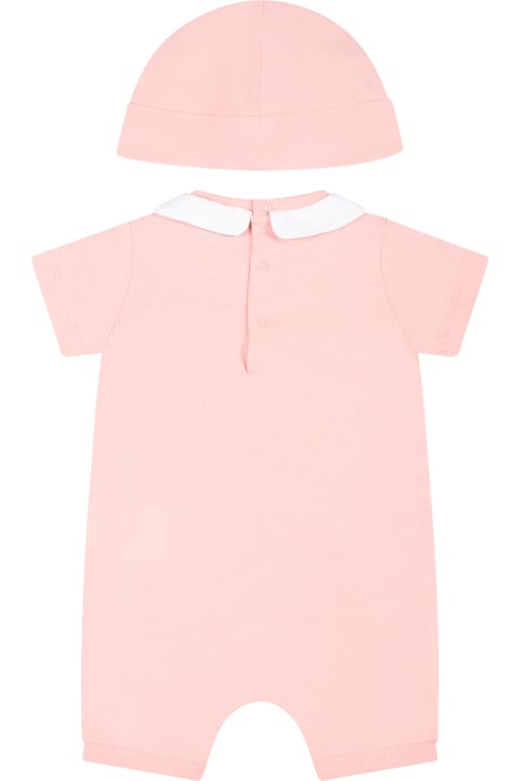Moschino for Kids Moschino Pink Set For Baby Girl With Teddy Bear And Logo