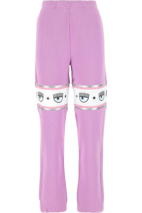 Chiara Ferragni Pants & Shorts for Women Chiara Ferragni Lilac Cotton Joggers