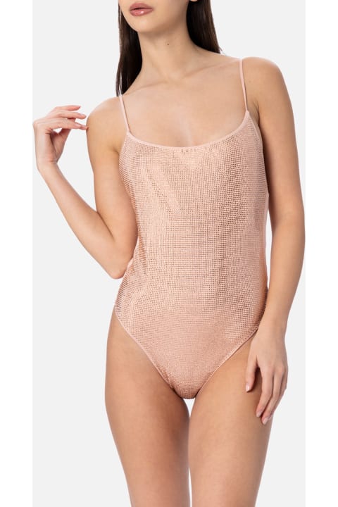 Homeware MC2 Saint Barth Woman Pale One-piece Swimsuit Cecille With Rhinestones