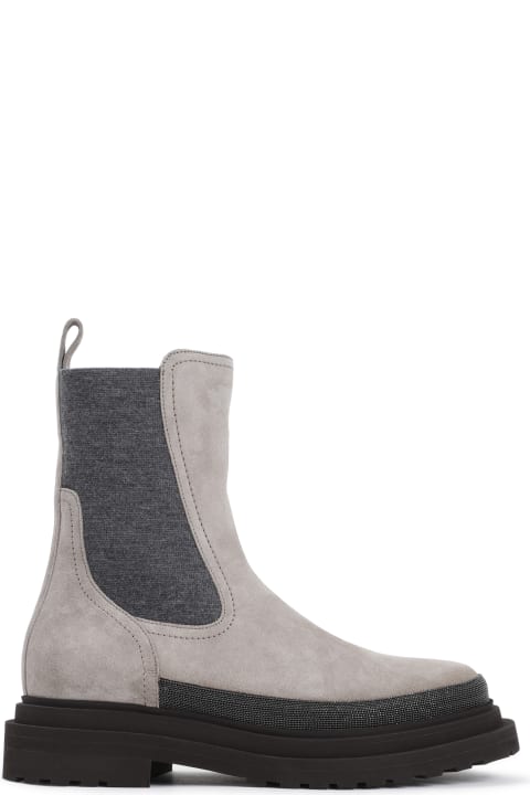 Brunello Cucinelli أحذية برقبة لـ السيدات Brunello Cucinelli Suede Leather Boots