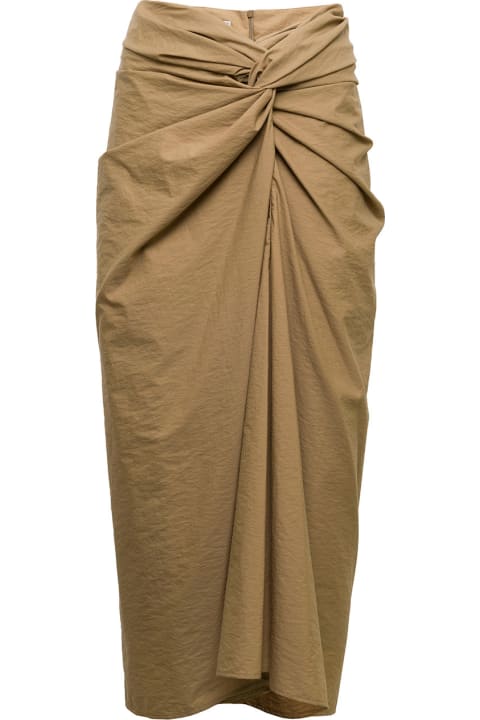 Draped  Beige Cotton Longuette Skirt  Brunello Cucinelli Woman