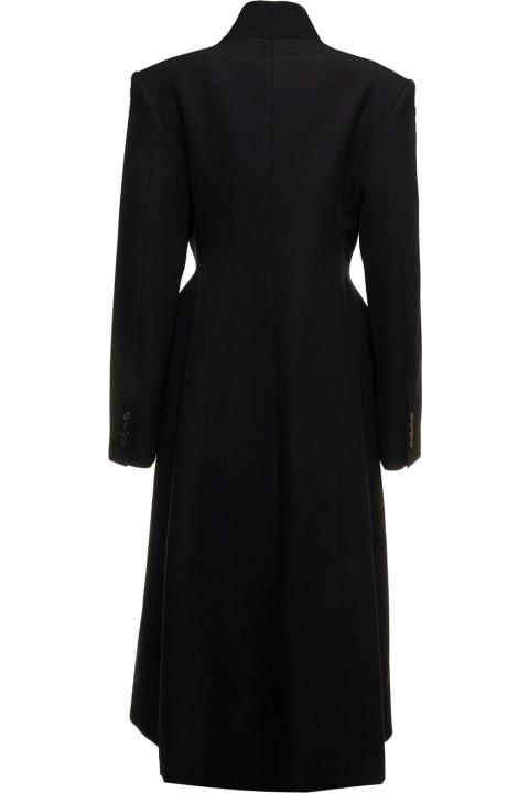 Black Flared Hourglass Coat In Wool Cloth Balenciaga Woman