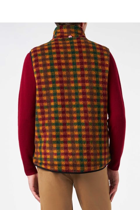 Homeware MC2 Saint Barth Man Check Sherpa Vest Jacket With Patch Pockets