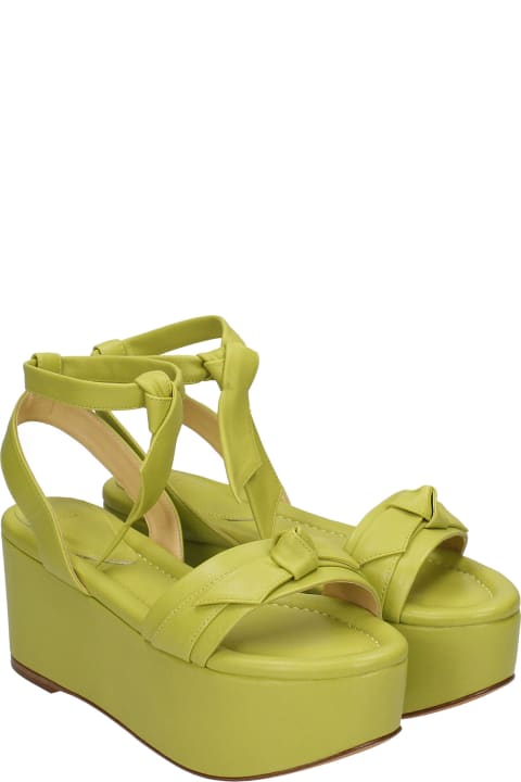 Wedges In Green Leather