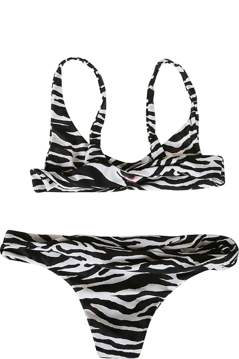 The Attico Swimwear for Women The Attico Zebra Patterned Bikini Set