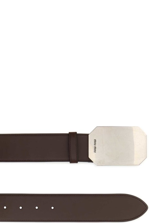 Miu Miu إكسسوارات لـ السيدات Miu Miu Brown Leather Belt