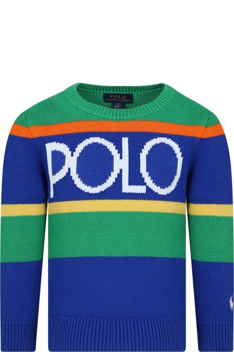 Ralph Lauren for Kids Ralph Lauren Blue Sweater For Boy With Logo And Iconic Pony