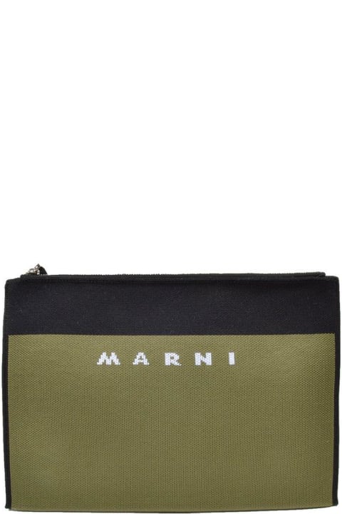 Marni Clutches for Women Marni Logo Embroidered Zip Clutch Bag