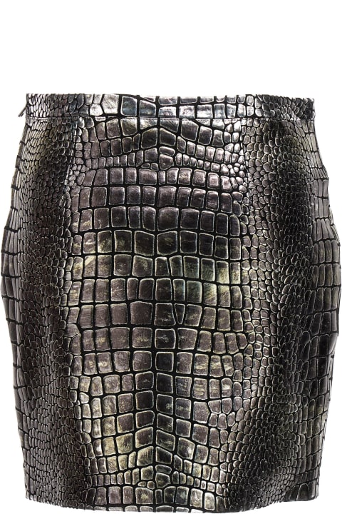 Laminated Croc Skirt