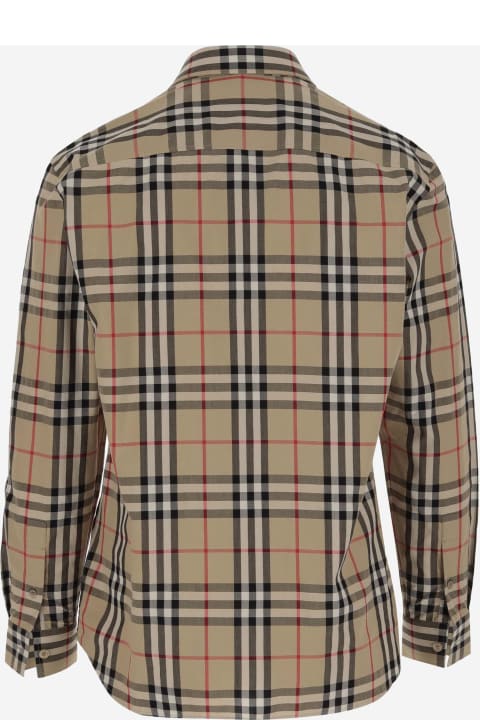 Sale for Men Burberry Cotton Poplin Shirt With Check Pattern