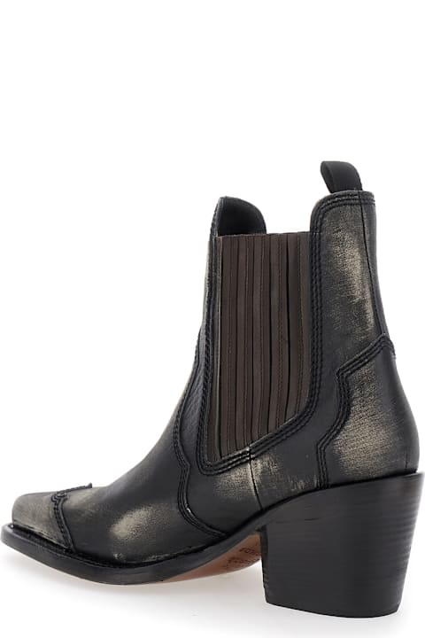 Homeware Dsquared2 'd2 X Magliano' Black Ankle Boots With Elastic Panels On The Side In Leather Man