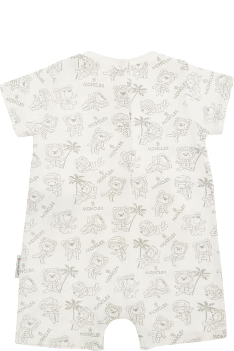 Sale for Girls Moncler White Short Sleeve Crew Neck Sleepsuit In Cotton Baby