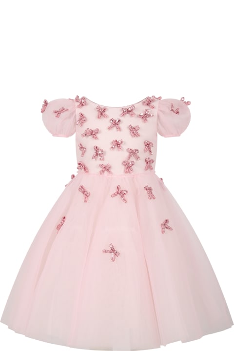 Dresses for Girls Monnalisa Pink Dress For Girl With Bows