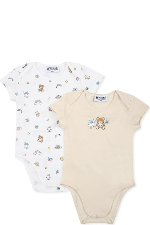 Moschino for Kids Moschino Beige Body Set For Babykids With Teddy Bear
