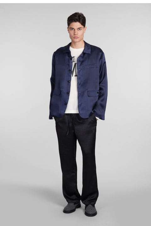Fashion for Men 4sdesigns Casual Jacket In Blue Silk