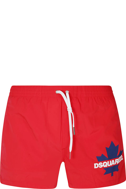Dsquared2 Pants for Men Dsquared2 Leaf Logo Print Swim Shorts