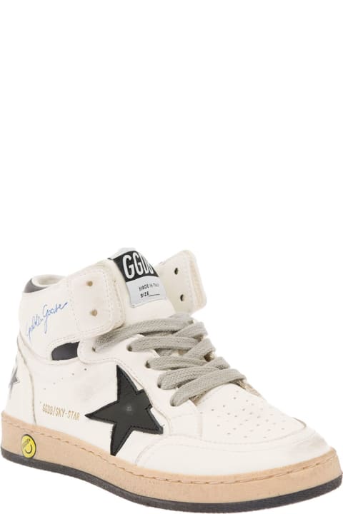 White Nappa Leather Sneakers "sky Star Young" Boy Golden Goose Kids