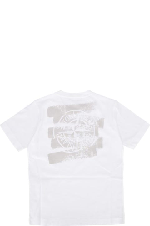 Sale for Boys Stone Island Logo Printed Crewneck T-shirt