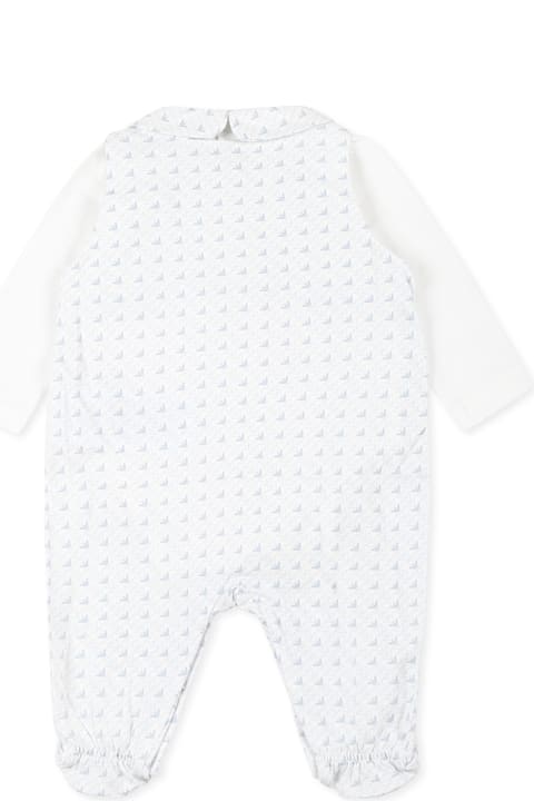 Emporio Armani for Kids Emporio Armani White Babygrow For Baby Boy With Eagle