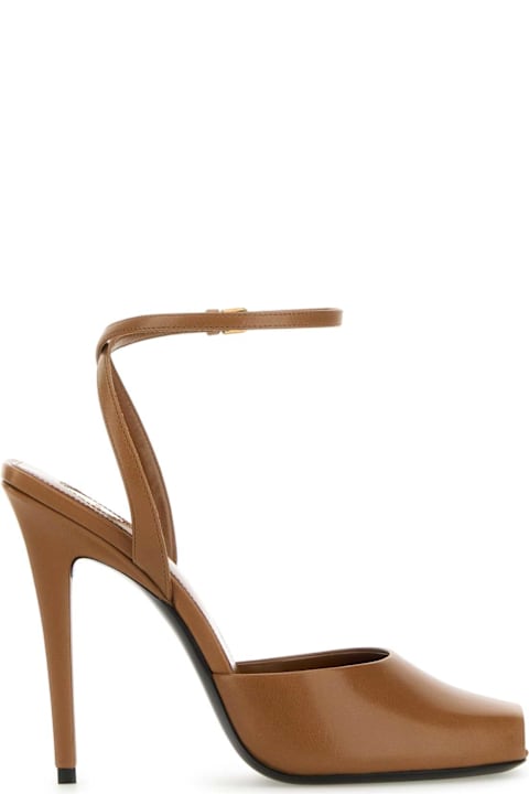 الصنادل لـ السيدات Saint Laurent Biscuit Leather Le Scandal Sandals