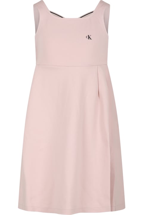 Calvin Klein Dresses for Girls Calvin Klein Pink Dress For Girl With Logo