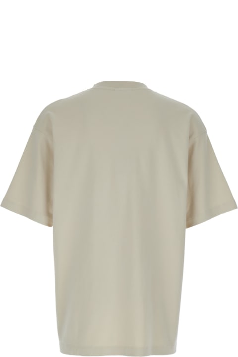 Drôle de Monsieur Topwear for Men Drôle de Monsieur 'slogan Classique' Beige Classic T-shirt With Logo Print In Cotton Blend Man