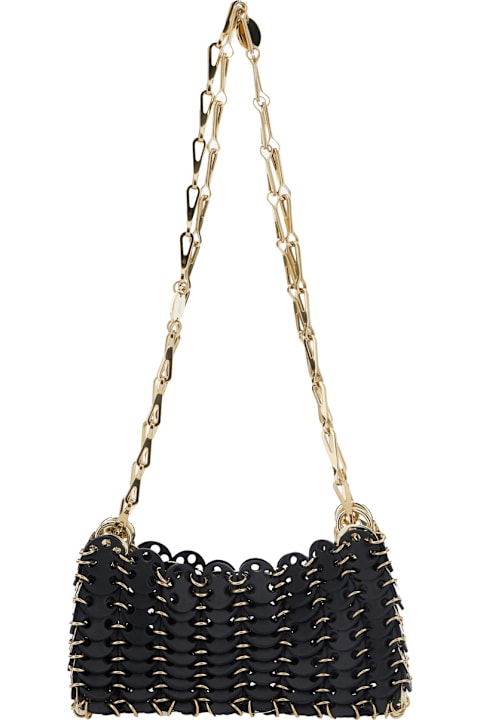 Paco Rabanne لـ Women Paco Rabanne Shoulder Bag With Two Chain-link Shoulder Straps And Logo Engraved Discs In Leather